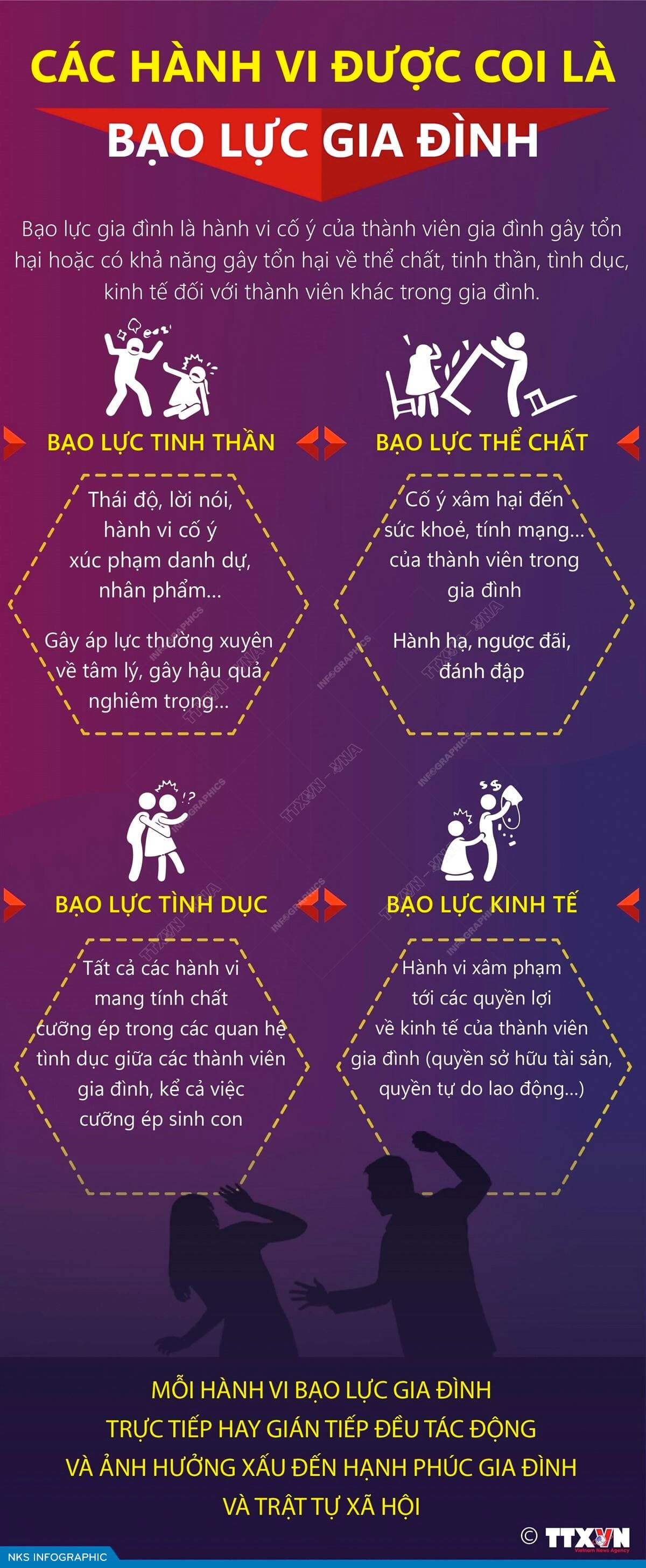 Các hành vi được coi là bạo lực gia đình